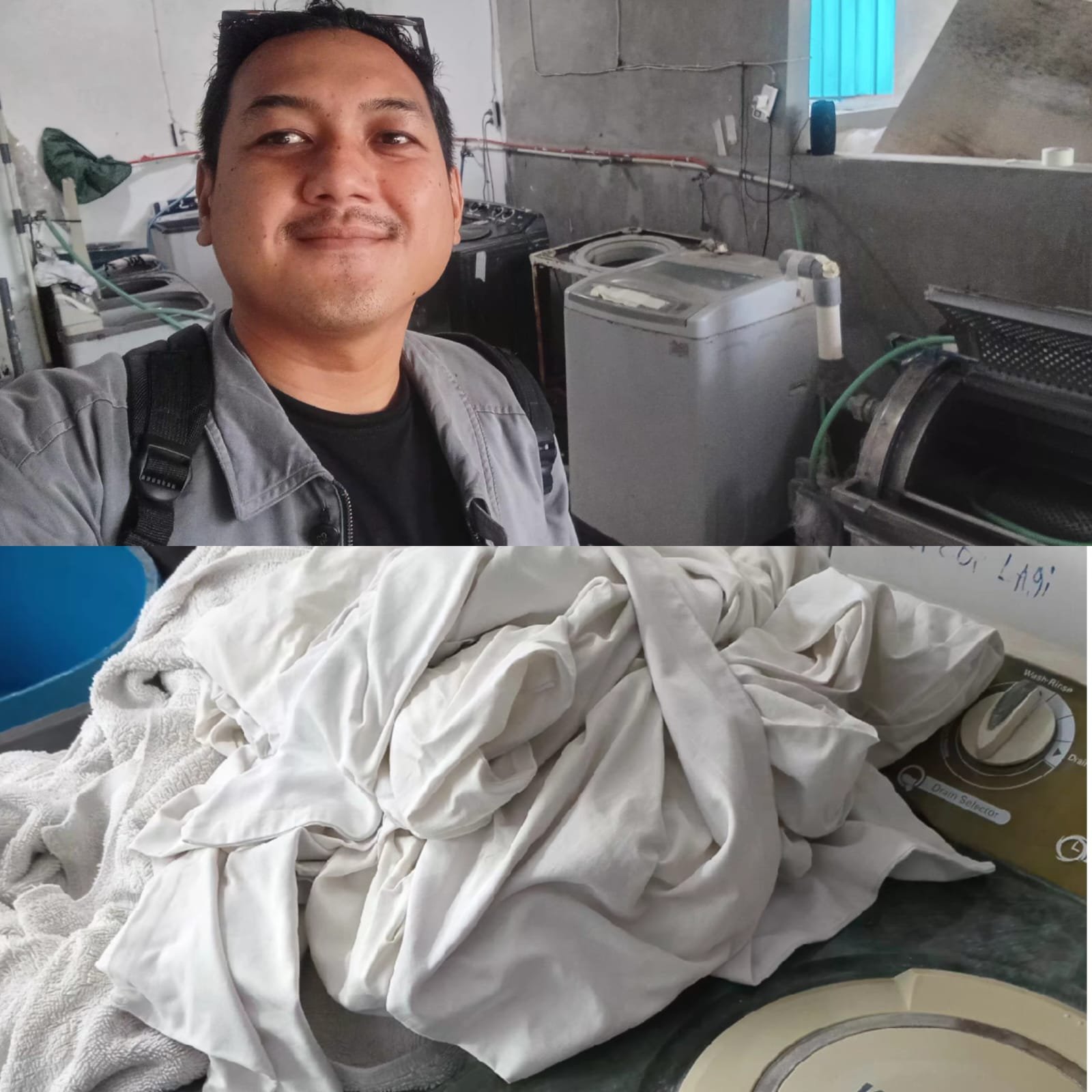 Hasil linen putih pada sesi demo chemical laundry
