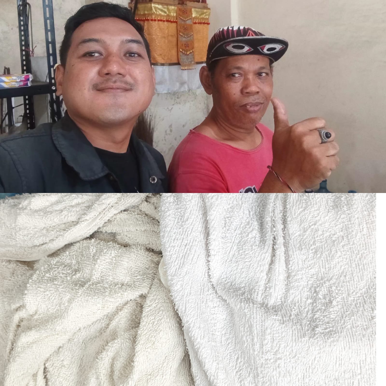Pemeriksaan hasil handuk setelah proses laundry